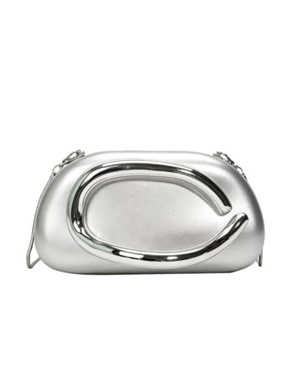 PU Leather Round Evening Clutch With Detachable Chain Strap